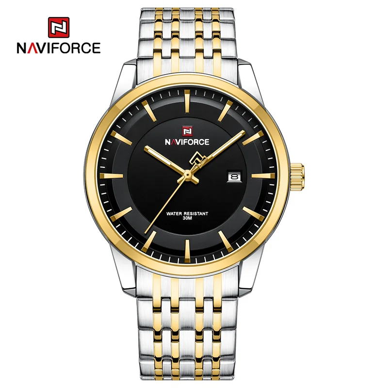 Naviforce NF9228 Two-tone Black Dial Couple Watch
